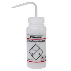 Bel-Art Safety-Vented / Labeled 2-Color Ethanol Wide-Mouth Wash Bottles; 500ml (16oz), Polyethylene w/Natural Polypropylene Cap (Pack of 3)