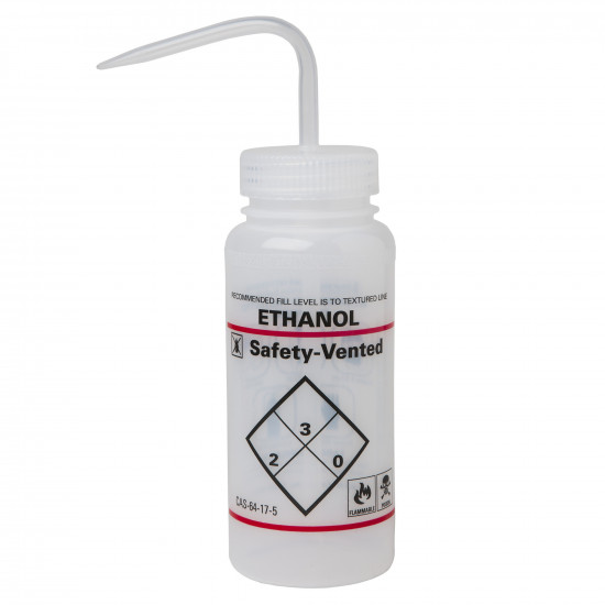 Bel-Art Safety-Vented / Labeled 2-Color Ethanol Wide-Mouth Wash Bottles; 500ml (16oz), Polyethylene w/Natural Polypropylene Cap (Pack of 3) Bel-Art Safety-Vented / Labeled 2-Color Ethanol Wide-Mouth Wash Bottles; 500ml (16oz), Polyethylene w/Natural Polypropylene Cap (Pack of 3)