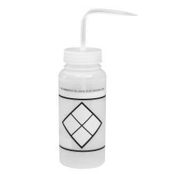Bel-Art Safety-Labeled 2-Color LYOB Wide-Mouth Wash Bottles; 500ml (16oz), Polyethylene w/Natural Polypropylene Cap (Pack of 6)