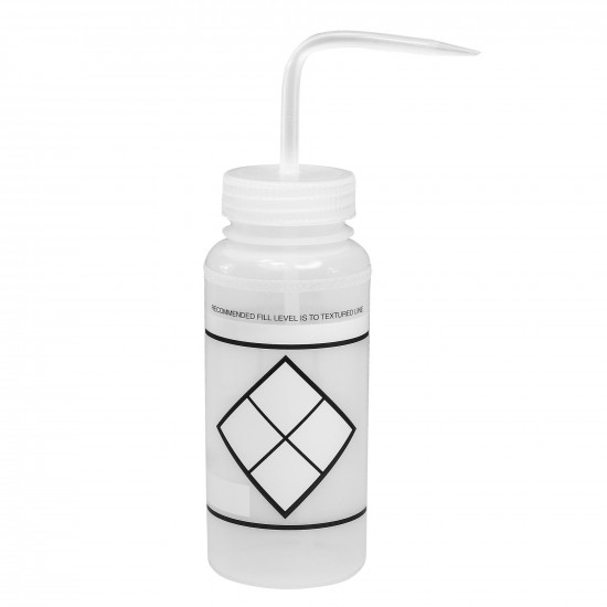 Bel-Art Safety-Labeled 2-Color LYOB Wide-Mouth Wash Bottles; 500ml (16oz), Polyethylene w/Natural Polypropylene Cap (Pack of 6) Bel-Art Safety-Labeled 2-Color LYOB Wide-Mouth Wash Bottles; 500ml (16oz), Polyethylene w/Natural Polypropylene Cap (Pack of 6)
