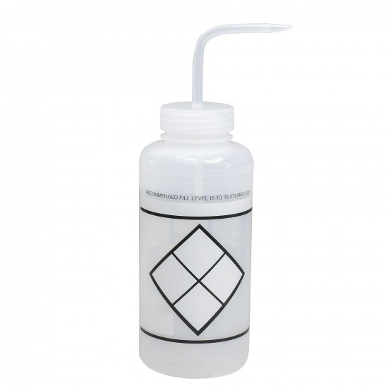 Bel-Art Safety-Labeled 2-Color LYOB Wide-Mouth Wash Bottles; 1000ml (32oz), Polyethylene w/Natural Polypropylene Cap (Pack of 6) Bel-Art Safety-Labeled 2-Color LYOB Wide-Mouth Wash Bottles; 1000ml (32oz), Polyethylene w/Natural Polypropylene Cap (Pack of 6)