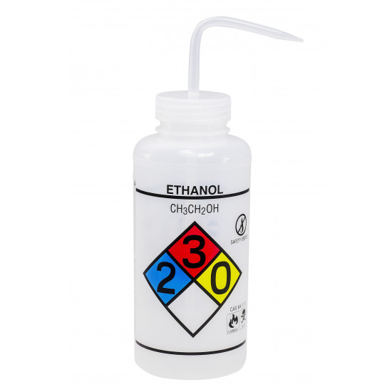 Bel-Art Right-to-Know Safety-Vented / Labeled 4-Color Ethanol Wide-Mouth Wash Bottles; 1000ml (32oz), Polyethylene w/Natural Polypropylene Cap (Pack of 2) Bel-Art Right-to-Know Safety-Vented / Labeled 4-Color Ethanol Wide-Mouth Wash Bottles; 1000ml (32oz), Polyethylene w/Natural Polypropylene Cap (Pack of 2)