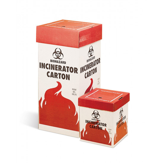 Bel-Art Cardboard Biohazard Incinerator Cartons; 8 x 8 x 10 in., Benchtop Model (Pack of 6)