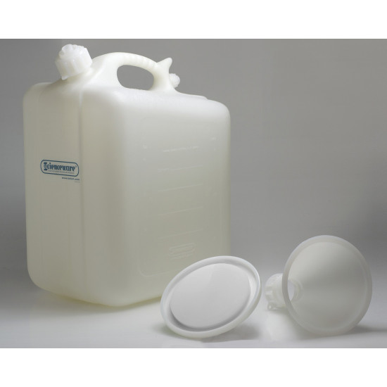 Bel-Art Safety Waste 20 Liter (5 Gallon) Jug; Polyethylene, Funnel Top, 45mm Closure Bel-Art Safety Waste 20 Liter (5 Gallon) Jug; Polyethylene, Funnel Top, 45mm Closure