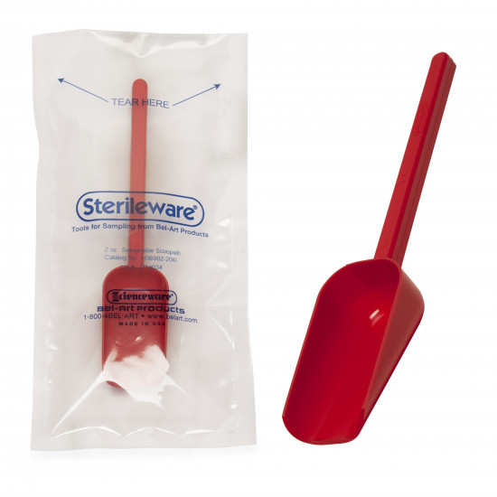 Bel-Art Sterileware Sterile Sampling Scoop; 60ml (2oz), Red, Plastic, Individually Wrapped (Pack of 10) Bel-Art Sterileware Sterile Sampling Scoop; 60ml (2oz), Red, Plastic, Individually Wrapped (Pack of 10)