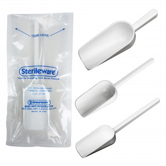 Bel-Art Sterileware Double Bagged Sterile Sampling Scoops; 250ml (8oz), White Bel-Art Sterileware Double Bagged Sterile Sampling Scoops; 250ml (8oz), White