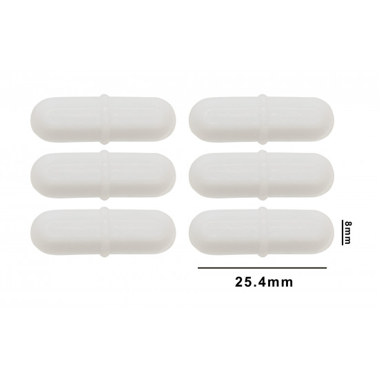 Bel-Art Spinpak Teflon Octagon Magnetic Stirring Bar; 25.4 x 8mm, White (Pack of 6)