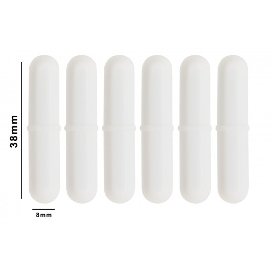 Bel-Art Spinpak Teflon Octagon Magnetic Stirring Bar; 38 x 8mm, White (Pack of 6)