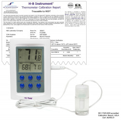 Bel-Art H-B Frio Temp Calibrated Dual Zone Electronic Verification Thermometer; -50/70C (-58/158F) and 0/50C (32/122F), Freezer Calibration