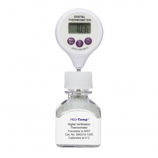 Bel-Art H-B Frio-Temp Calibrated Electronic Verification Lollipop Stem Thermometer; 0/70C (32/158F), 4C Refrigerator Calibration Bel-Art H-B Frio-Temp Calibrated Electronic Verification Lollipop Stem Thermometer; 0/70C (32/158F), 4C Refrigerator Calibration