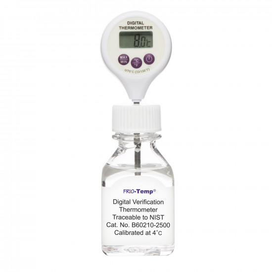 Bel-Art H-B Frio-Temp Calibrated Electronic Verification Lollipop Stem Thermometer; 0/70C (32/158F), 4C Refrigerator Calibration Bel-Art H-B Frio-Temp Calibrated Electronic Verification Lollipop Stem Thermometer; 0/70C (32/158F), 4C Refrigerator Calibration