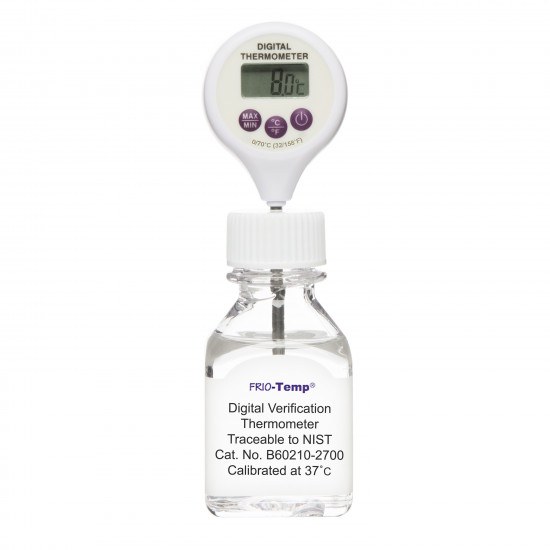 Bel-Art H-B Frio-Temp Calibrated Electronic Verification Lollipop Stem Thermometer; 0/70C (32/158F), 37C Incubator Calibration Bel-Art H-B Frio-Temp Calibrated Electronic Verification Lollipop Stem Thermometer; 0/70C (32/158F), 37C Incubator Calibration