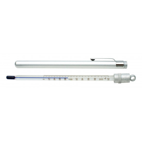 Bel-Art H-B DURAC Plus Pocket Liquid-In-Glass Laboratory Thermometer; 0 to 220F, Closed Metal Case, Organic Liquid Fill Bel-Art H-B DURAC Plus Pocket Liquid-In-Glass Laboratory Thermometer; 0 to 220F, Closed Metal Case, Organic Liquid Fill