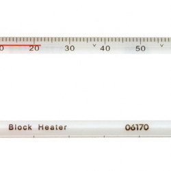 Bel-Art H-B DURAC Dry Block/Incubator Liquid-In-Glass Thermometer; 0 to 70C, PFA Safety Coated, 150mm Immersion, Organic Liquid Fill