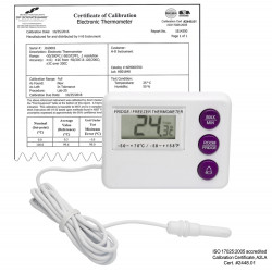 Bel-Art H-B DURAC Calibrated Dual Zone Electronic Thermometer with Waterproof Sensor; -50/70C (-58/158F) External, -10/50C (14/122F) Internal