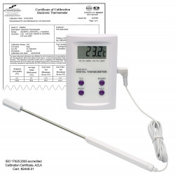 Bel-Art H-B DURAC Calibrated Electronic Thermometer with Stainless Steel Probe; -50/200C (-58/392F), 63 x 97mm