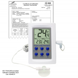Bel-Art H-B DURAC Calibrated Dual Zone Electronic Thermometer with Waterproof Sensor; -50/70C (-58/158F) External, 0/50C (32/122F) Internal
