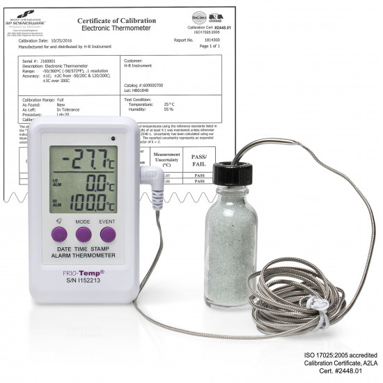 Bel-Art H-B Frio Temp Calibrated Electronic Verification Thermometer / Event Logger; -50/200C (-58/392F), General Calibration Bel-Art H-B Frio Temp Calibrated Electronic Verification Thermometer / Event Logger; -50/200C (-58/392F), General Calibration