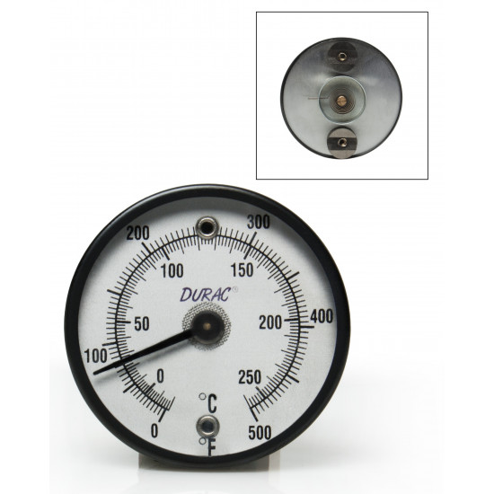 Bel-Art H-B DURAC Bi-Metallic Surface Temperature Thermometer; -20/260C (0/500F), 50mm (2 in.) Dial, Double Magnet Bel-Art H-B DURAC Bi-Metallic Surface Temperature Thermometer; -20/260C (0/500F), 50mm (2 in.) Dial, Double Magnet