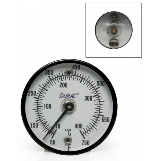 Bel-Art H-B DURAC Bi-Metallic Surface Temperature Thermometer; 10/400C (50/750F), 50mm (2 in.) Dial, Double Magnet Bel-Art H-B DURAC Bi-Metallic Surface Temperature Thermometer; 10/400C (50/750F), 50mm (2 in.) Dial, Double Magnet