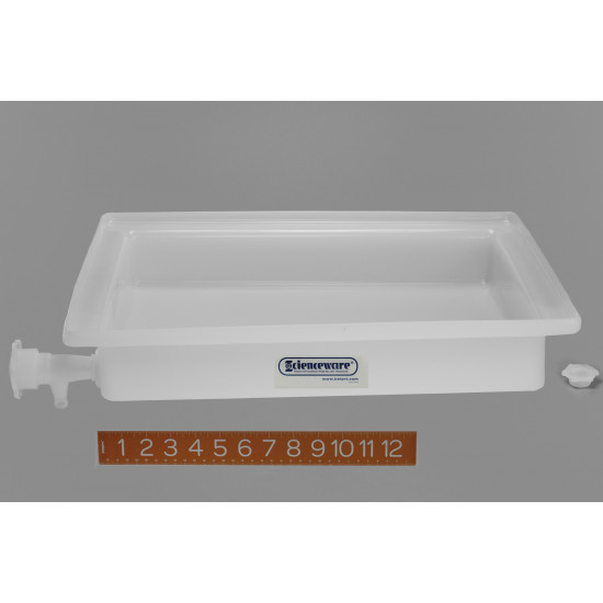 Bel-Art General Purpose Polyethylene Tray with Faucet; 16 x 20 x 3 in.