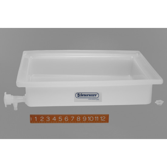 Bel-Art General Purpose Polyethylene Tray with Faucet; 18 x 22 x 4 in.