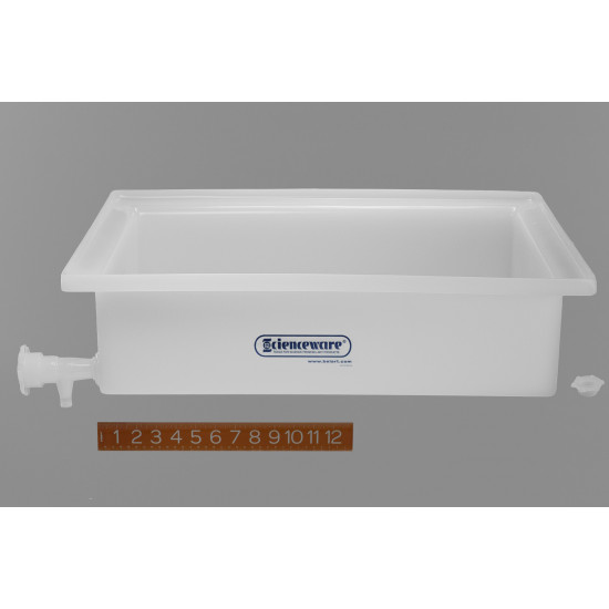 Bel-Art General Purpose Polyethylene Tray with Faucet; 17½ x 23½ x 6 in.