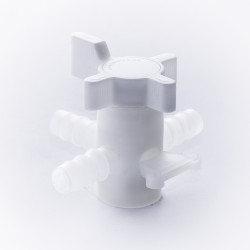 Bel-Art Three-Way Fluoroplastic Stopcock for 10mm Tubing; 8mm Bore