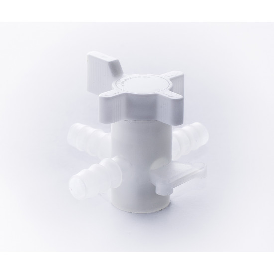 Bel-Art Three-Way Fluoroplastic Stopcock for 10mm Tubing; 8mm Bore Bel-Art Three-Way Fluoroplastic Stopcock for 10mm Tubing; 8mm Bore