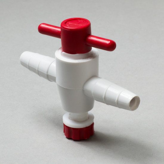 Bel-Art Two-Way Stopcock for ¼ in. to ⅜ in. Tubing; 4mm Bore, PTFE Bel-Art Two-Way Stopcock for ¼ in. to ⅜ in. Tubing; 4mm Bore, PTFE