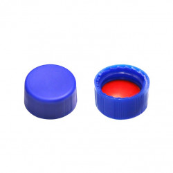 INNOTEG Blue Screw Solid Top PP Cap; White PTFE/Red Silicone Septum, φ9mm, 100/pk